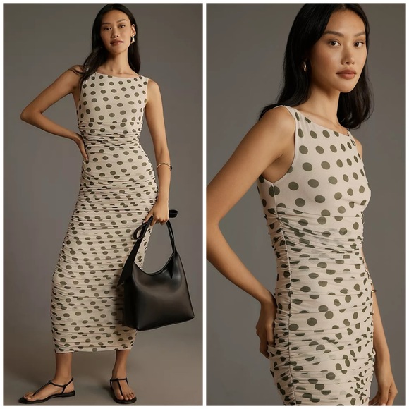 afrm aisla mesh midi dress AFRM Shailene High Neck Mesh Midi Dress